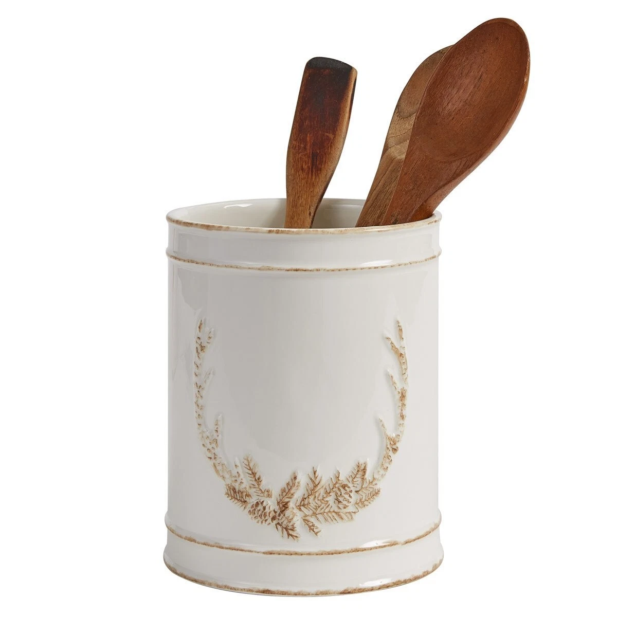Antler Wreath Crock Utensil Holder Ceramic Container (image for) Antler Wreath Crock Utensil Holder Ceramic Container