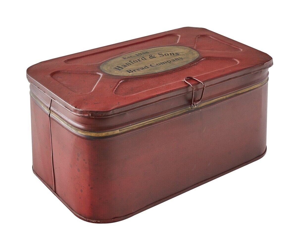 Antique Style Metal Bread Box Red Galvanized