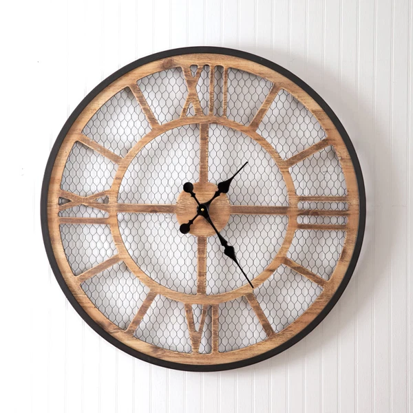 Chicken Wire Wall Clock 28.5" (image for) Chicken Wire Wall Clock 28.5"