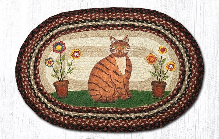 Cat Oval Rug Floor Mat Braided Jute (image for) Cat Oval Rug Floor Mat Braided Jute