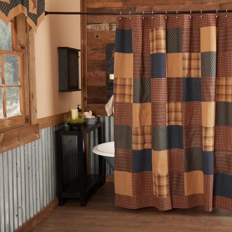 Patchwork Shower Curtain Farmhouse Primitive Bathroom