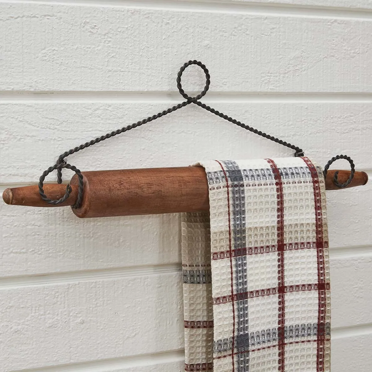 Dish Towel Holder Rolling Pin Hanger Country Farmhouse