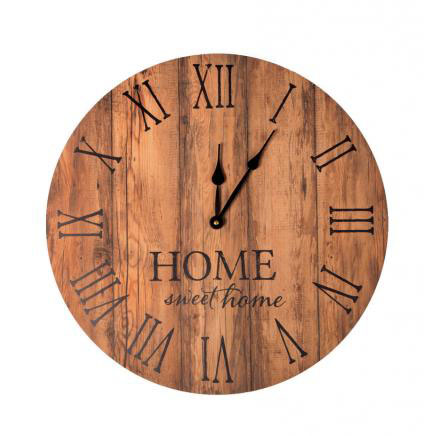 Home Sweet Home Round Wood Clock