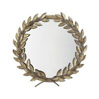 Laurel Wreath Mirror Distressed Metal Antique Gold