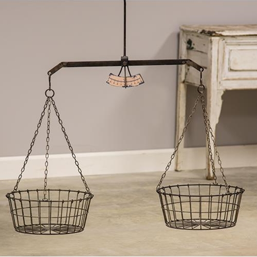 Hanging Scale With Two Wire Baskets - Click Image to Close