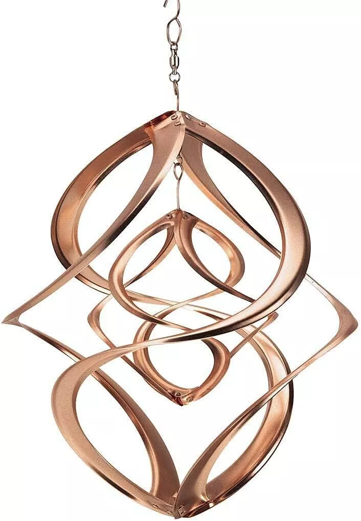 Hanging Wind Spinner Copper Finish Metal Outdoor Decor