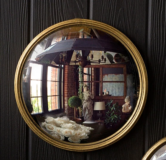 Convex Wall Mirror Round Gold Framed 15" (image for) Convex Wall Mirror Round Gold Framed 15"