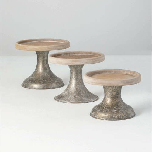 Riser Display Stand Set of 3 Pedestals Wood Metal