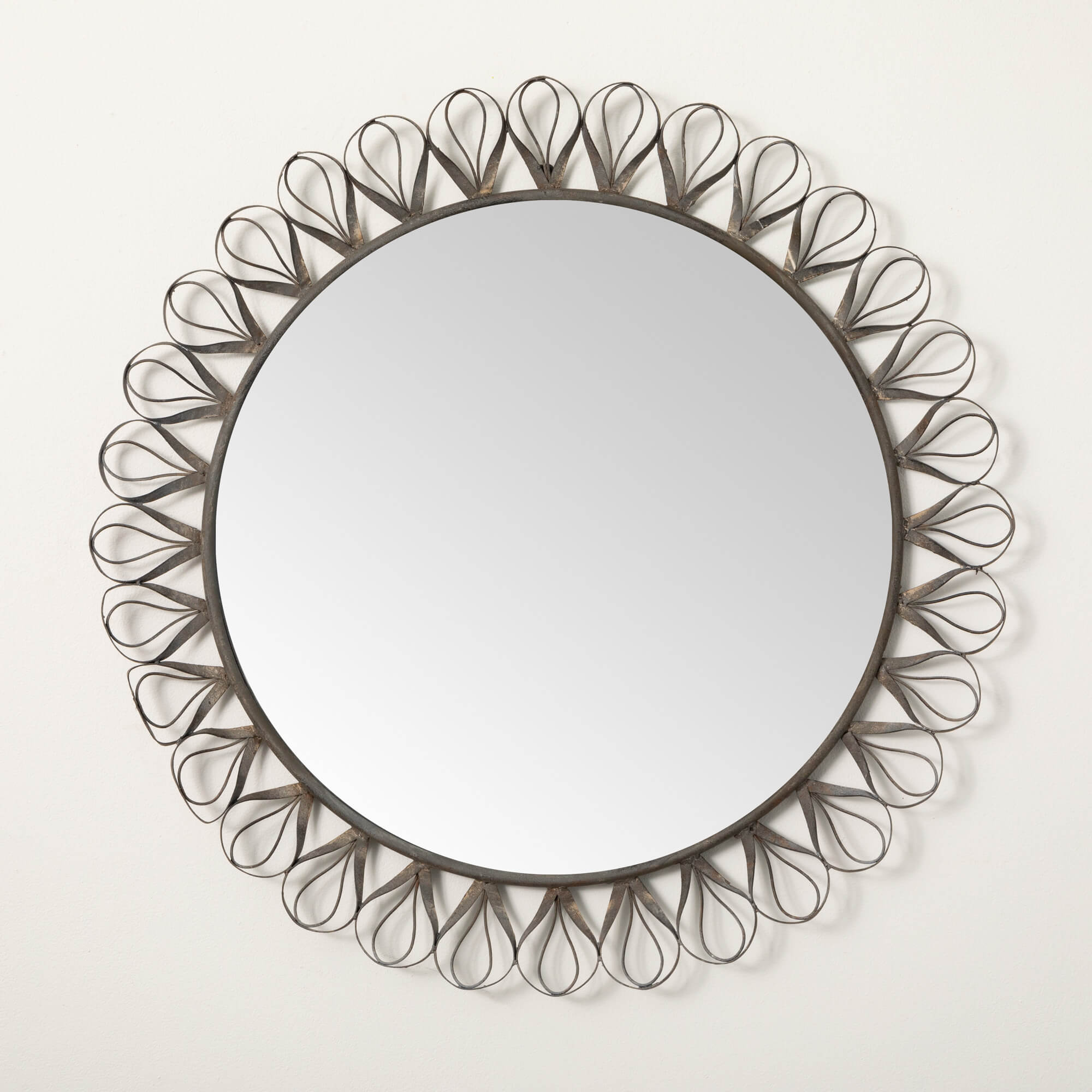 Large Round Wall Mirror Metal Frame Outdoor Safe