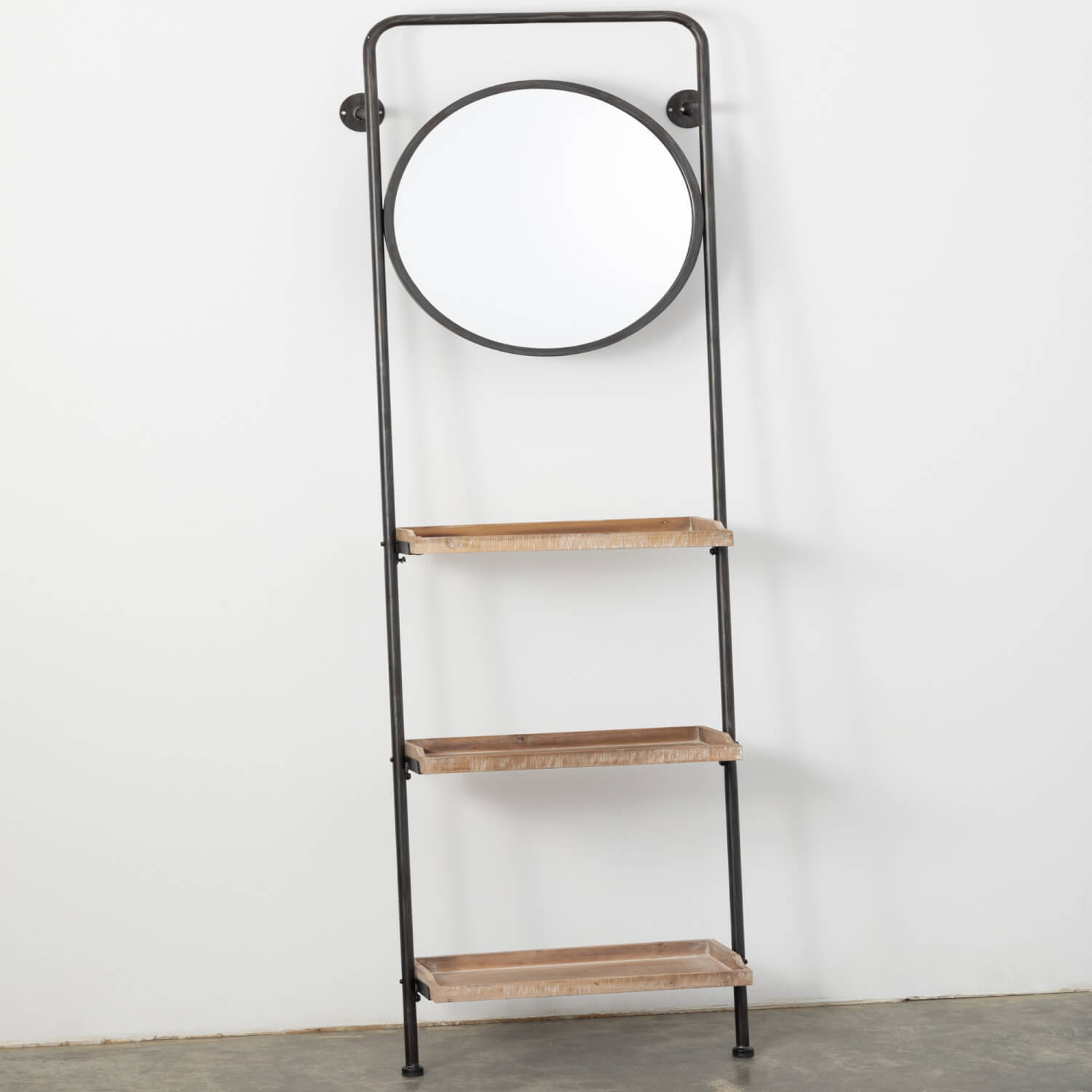 Industrial Ladder Shelf with Mirror