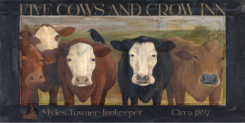 Wall Sign Cows Crow Inn 23.5" USA Made