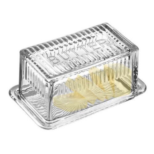 Covered Butter Dish Embossed Glass