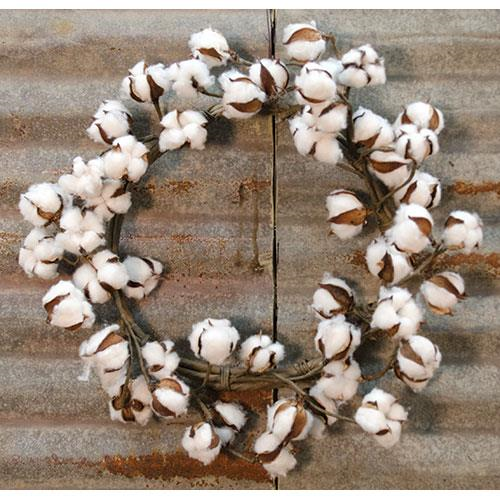 Cotton Ball Wreath with Buds 20"
