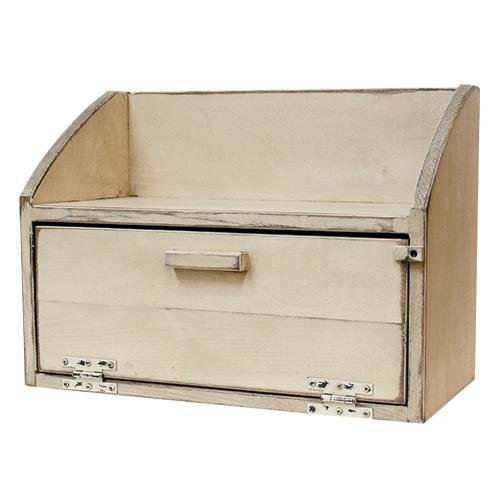 Wood Bread Box with Top Shelf