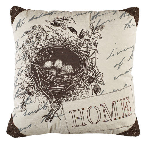 Home Bird Nest Throw Pillow 20"