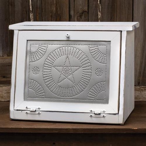 White Bread Box with Shelf Primitive Star