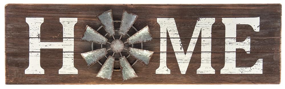 Home Windmill Sign Wood & Metal