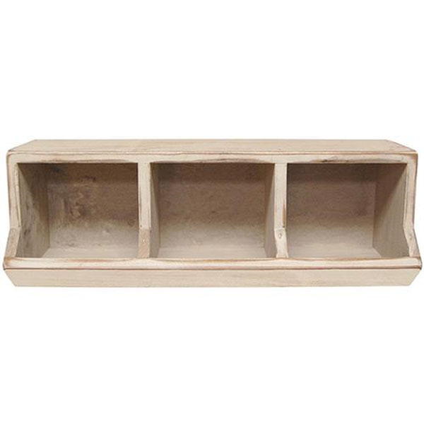 3 Cubby Tabletop Bin Distressed Off White
